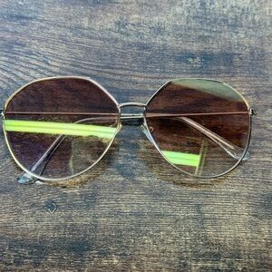Gold Rim Brown Lens Fashion Sunglasses - Unbranded